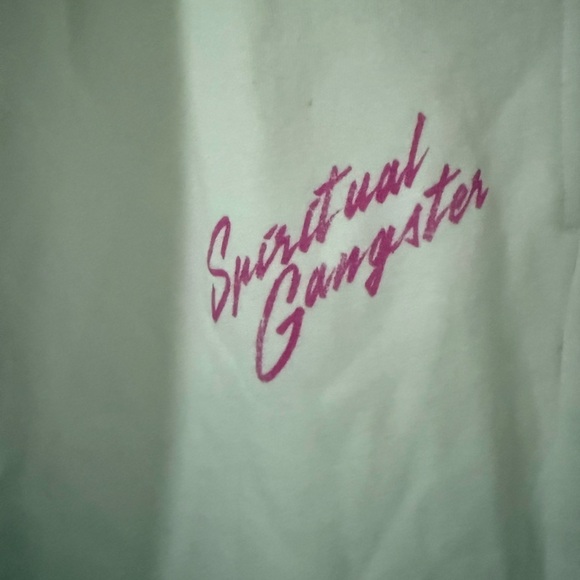 NWT Spiritual Gangster 100% Cotton White Joggers with Pink Retro Logo - Picture 3 of 8